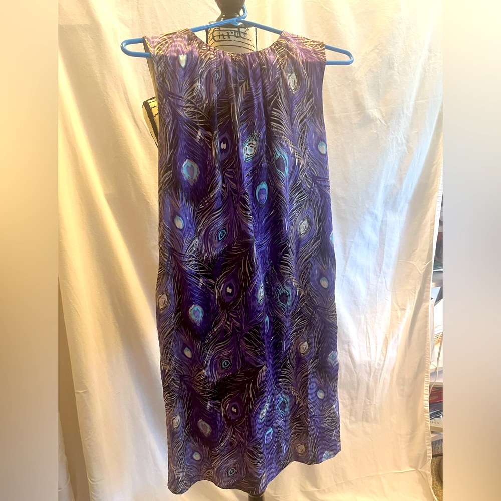 Tory Burch Silk Blend Peacock Feather dress size 4